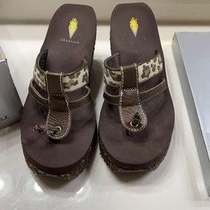 Brown Leopard brown wedge sandal